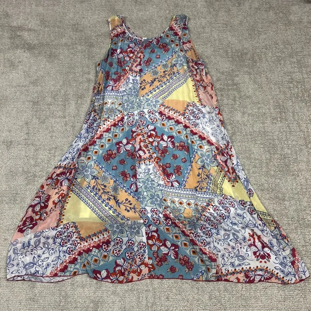Coldwater Creek Dress Womens 3X Embroidered Floral Boho Maxi Sleeveless Lined - Picture 7 of 7